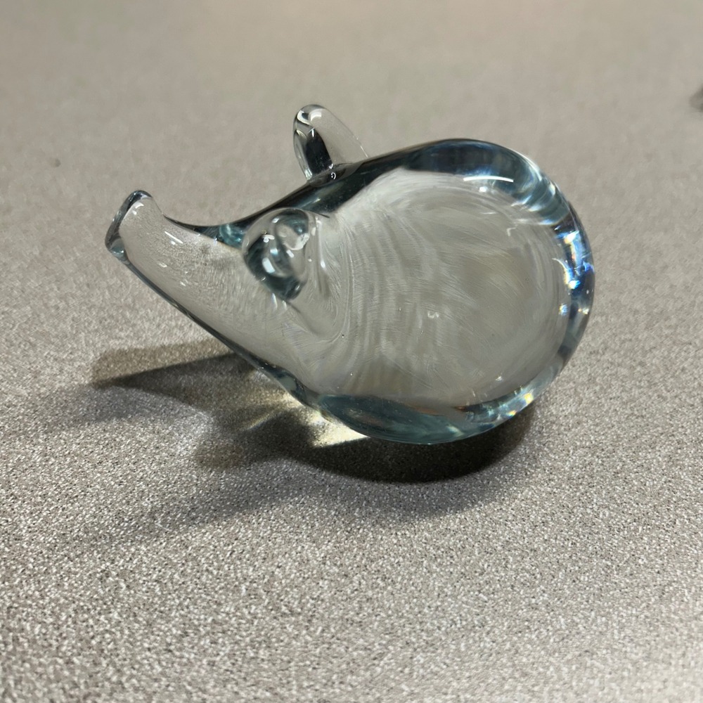 Clear Glass Small Pig Figure 3 1/2"x 2"x2" Blown Glass‎ Collectible Paperweight